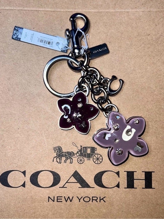 Coach Accessories - COACH Floral Cluster Bag Charm Women’s Purple Floral Wildflower Keychain NWT